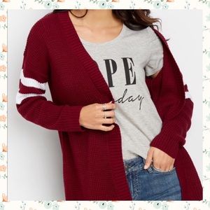 waffle varsity stripe cardigan